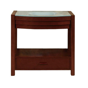 DecoLav 5118T-8WN-WH 34" Solid Wood Vanity with Tempered Glass Top and Sink In Walnut Finish ( For Sale In Store Only)