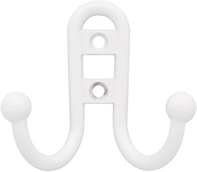 Liberty Hardware B46115Z-W-C, White Double Robe Hook with Ball End