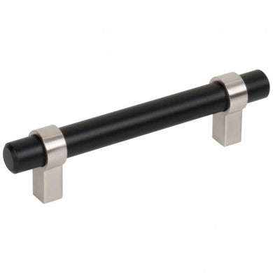 96 mm Center-to-Center Matte Black with Satin Nickel Key Grande Cabinet Bar Pull #596MBSN