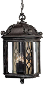 Alico Lighting - Lámpara colgante para exteriores con acabado de caoba marmolada de 326 mm Acclaim Lighting con pantallas de vidrio Scavo florentino y biselado transparente