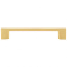 Load image into Gallery viewer, 128 mm Center-to-Center Brushed Gold Square Sutton Cabinet Bar Pull #635-128BG