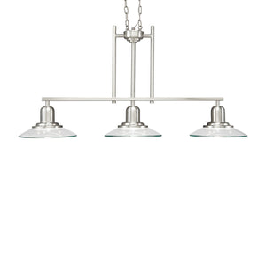Kichler Galileo 32-in 3-Light Brushed Nickel Kitchen Island Light with Clear Shade #0732923