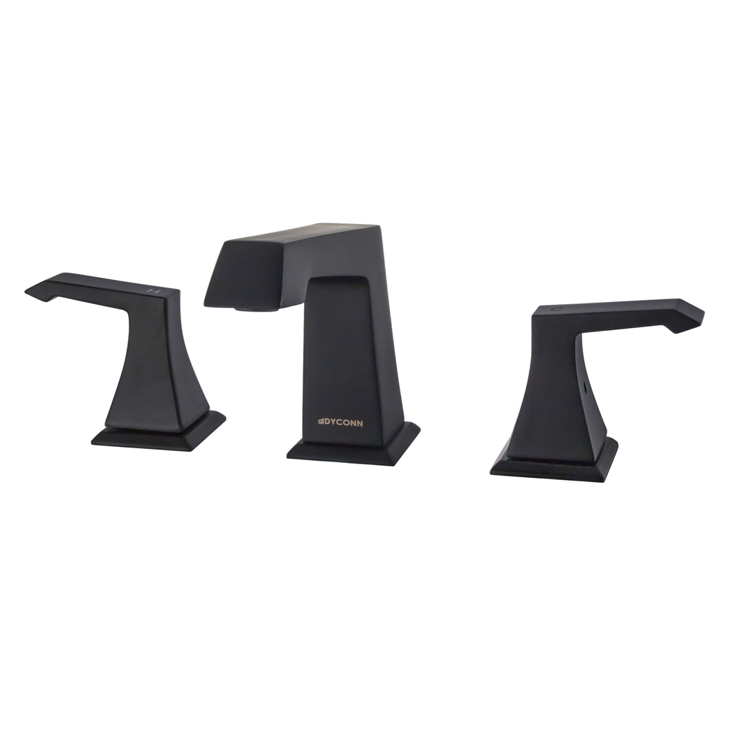 DYCONN FAUCET WS3H39A-BLK ROSEMARY DOUBLE-HANDLE 3 HOLE WIDESPREAD BATHROOM FAUCET, BLACK