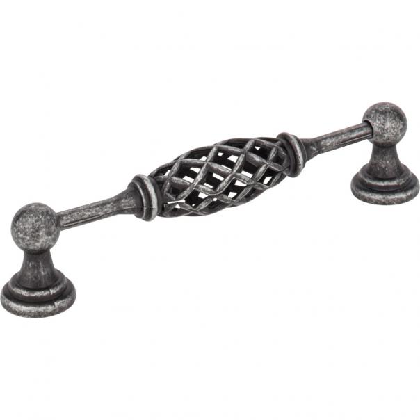 128 MM CENTER-TO-CENTER DISTRESSED ANTIQUE SILVER BIRDCAGE TUSCANY CABINET PULL #749-128B-SIM