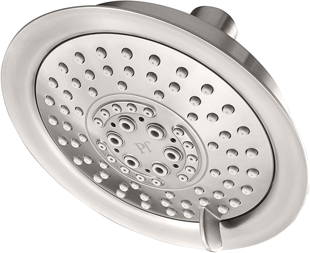 Universal 5-Spray 5.5 in. Single Wall Mount Fixed Rain Shower Head in Brushed Stainless Steel
