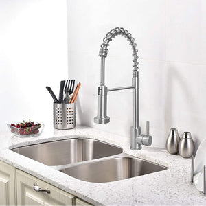 Wasserman S1500123 Stainless Steel Spring Kitchen Sink Faucet Single Handle with Fixed Sprayer