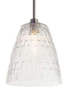 Kichler Brushed Nickel Transitional Clear Glass Cone Mini Pendant Light #82277