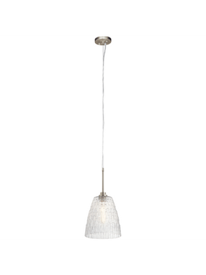 Kichler Brushed Nickel Transitional Clear Glass Cone Mini Pendant Light #82277