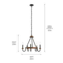 Load image into Gallery viewer, Barrett 22&quot; 5 Light Round Chandelier Anvil Iron with Auburn Stain #82360