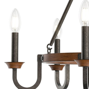 Candelabro redondo Barrett de 22" y 5 luces, hierro yunque con tinte castaño rojizo #82360