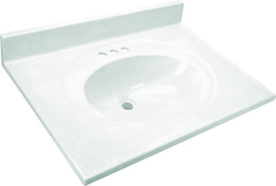 CULTURED MARBLE 22-0756 WH/WH 19x37 VANITY TOP (For Sale In Store Only)