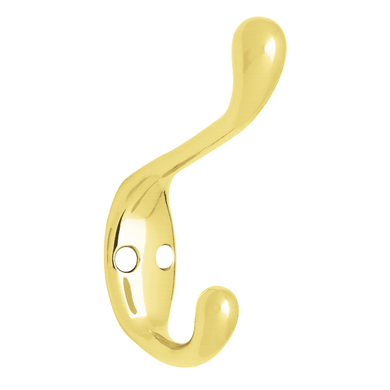 Heavy Duty Polished Brass Coat and Hat Hook 3in B42302Q-PB-C