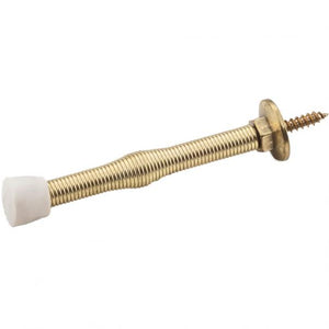 3" POLISHED BRASS SPRING DOOR STOP WITH RUBBER TIP #DSO5-PB