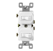 Cargar imagen en el visor de la galería, ENERLITES - Dos interruptores combinados de 15 A con cableado lateral unipolar blanco