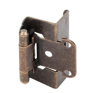 1/2" OVERLAY, 3/4" FRAME FULL WRAP SELF CLOSING HINGE WITHOUT SCREWS - ANTIQUE BRASS
