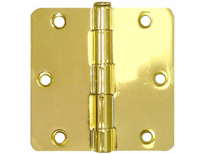3-1/2" x 1/4" Radius Polished Brass Door Hinge