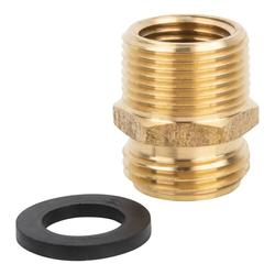 LDR® 504 2110 Adaptador para manguera de jardín, 3/4 x 1/2 pulg. nominal, rosca de manguera macho x MNPT x FNPT estilo de extremo, latón