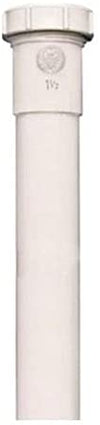Plumb Pak PP55-12W Extension Tube, 1-1/2 in Dia X 12 in L, Slip Joint, Plastic, 1-1/2" x 12", White