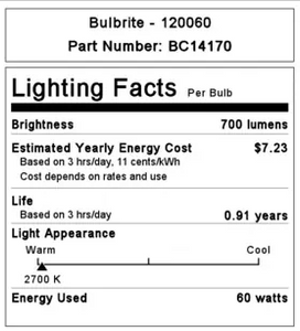 Bulbrite 120060 60A-220 60 vatios de alto voltaje incandescente estándar A19 base media esmerilada paquete de 2