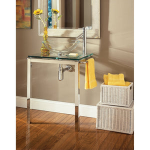 Decolav 2510T-CP-TNG Tempered Glass Lavatory Console with Stainless Steel Frame (For Sale In Store Only)