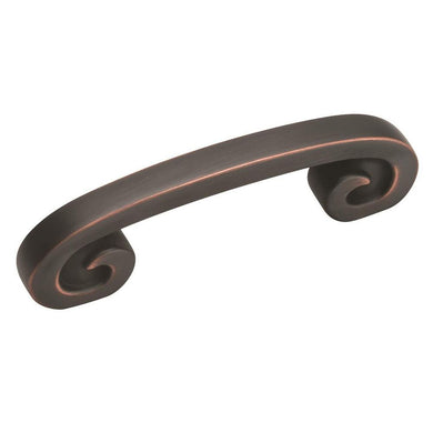 Tirador de cajón de gabinete de bronce aceitado de centro a centro Swirl'Z de 3 in (76 mm) 