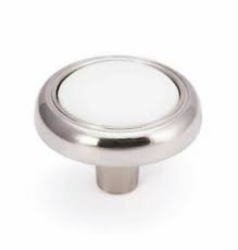 Styleselections 1-7/32-in Satin Nickel and Porcelain White Round Transitional Cabinet Knob #Z835-31-BNI/CW